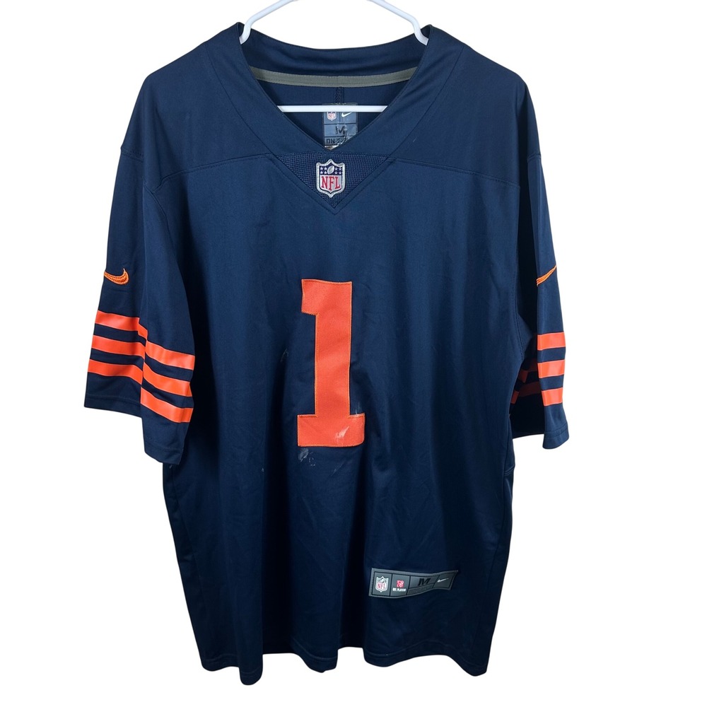 Nike Jersey Mens Medium Blue Justin Fields Chicago Bears NFL Football Sportswear